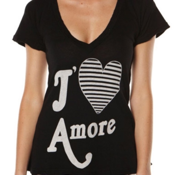 Wildfox Tops - Wildfox J Amore V-Neck Tee Short Sleeve Top Medium